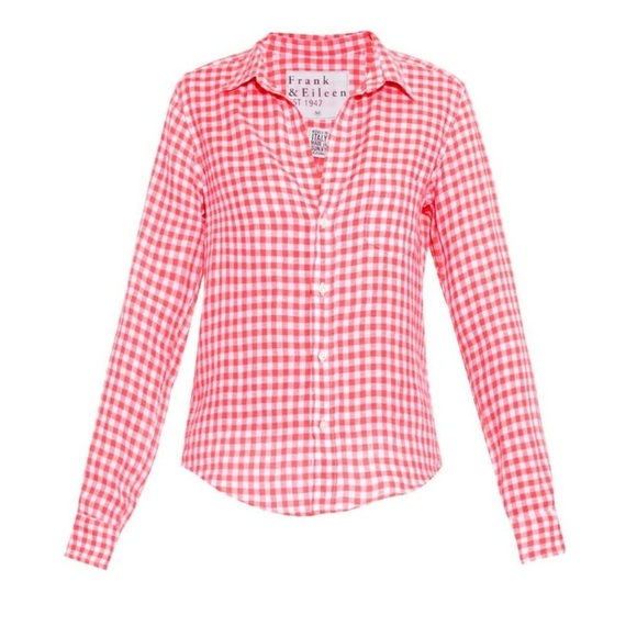 Frank & Eileen Pink Barry Gingham Linen Shirt (T2) - Picture 1 of 6